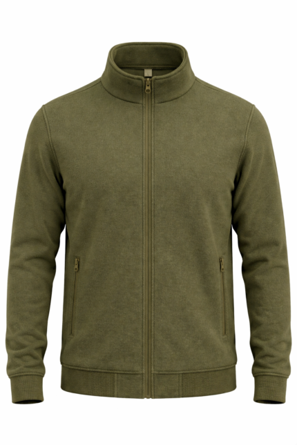 Erkek haki polar ceket önden görünüm kışlık outdoor modeli