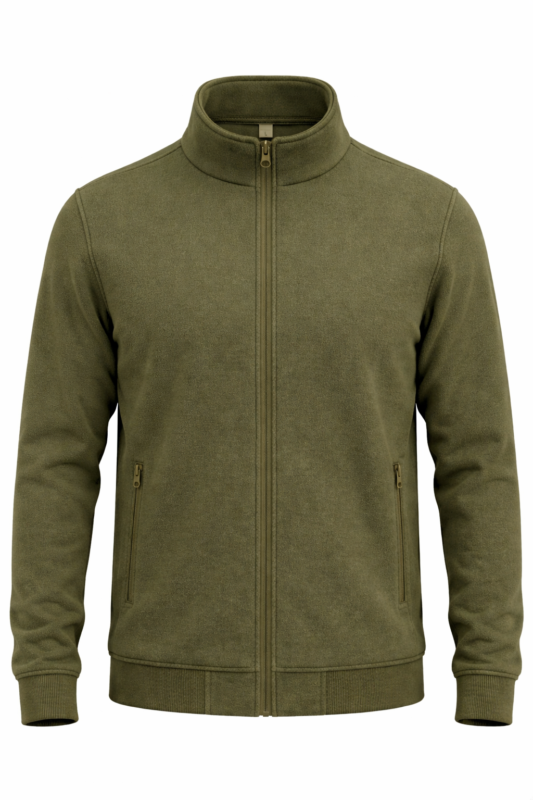 Erkek haki polar ceket önden görünüm kışlık outdoor modeli