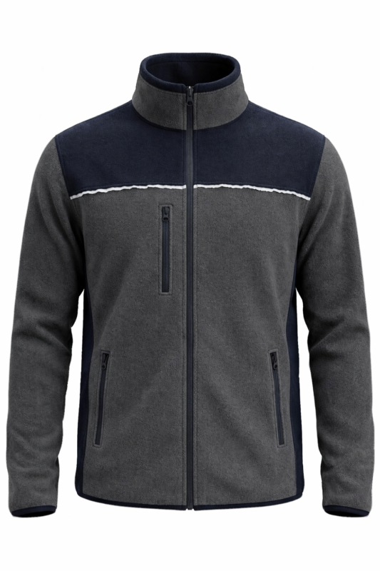 Erkek polar ceket fermuarlı önden görünüm kışlık mont tasarımı