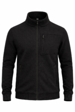 Erkek siyah 3 cepli iş polar önden görünüm kırmızı fermuarlı tasarım