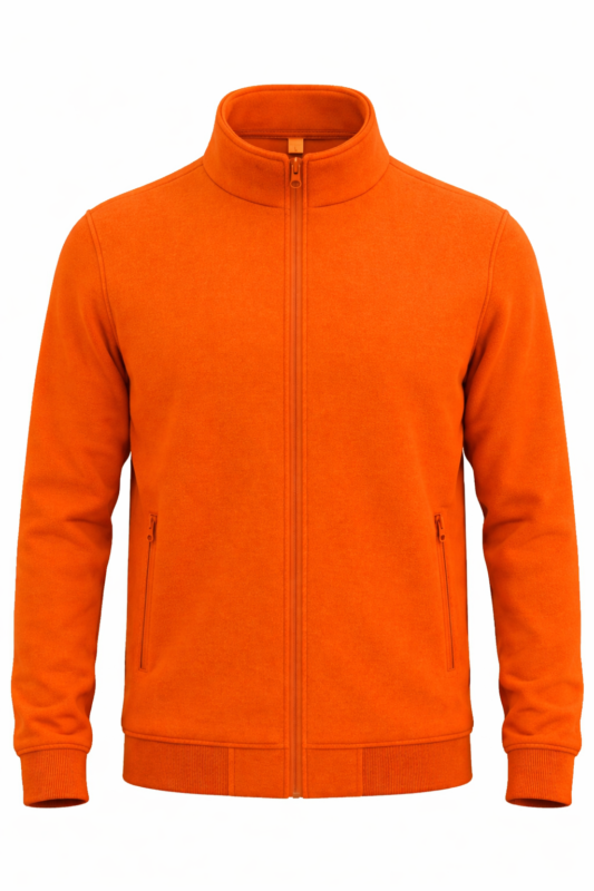 Erkek turuncu iş polar ceketi önden görünüm yüksek görünürlük