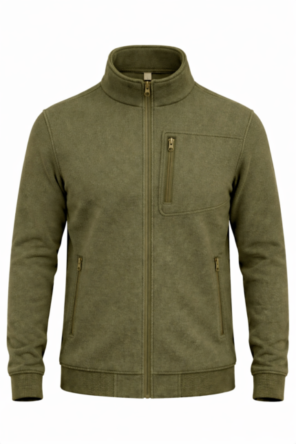 Haki erkek polar 3 cepli önden görünüm outdoor tasarım