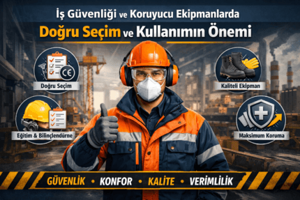 İş güvenliği ekipmanları ile donatılmış çalışan doğru seçim ve kullanım örneği