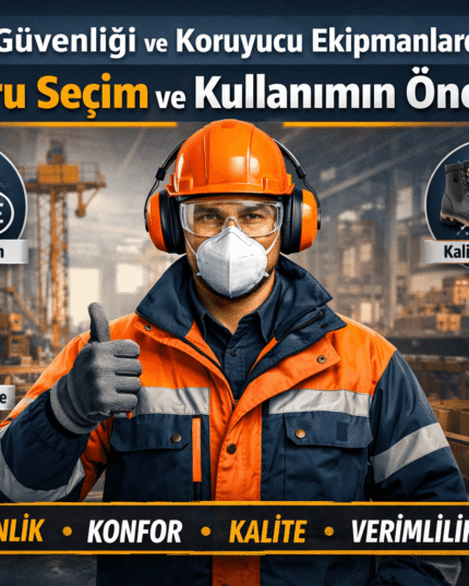 İş güvenliği ekipmanları ile donatılmış çalışan doğru seçim ve kullanım örneği