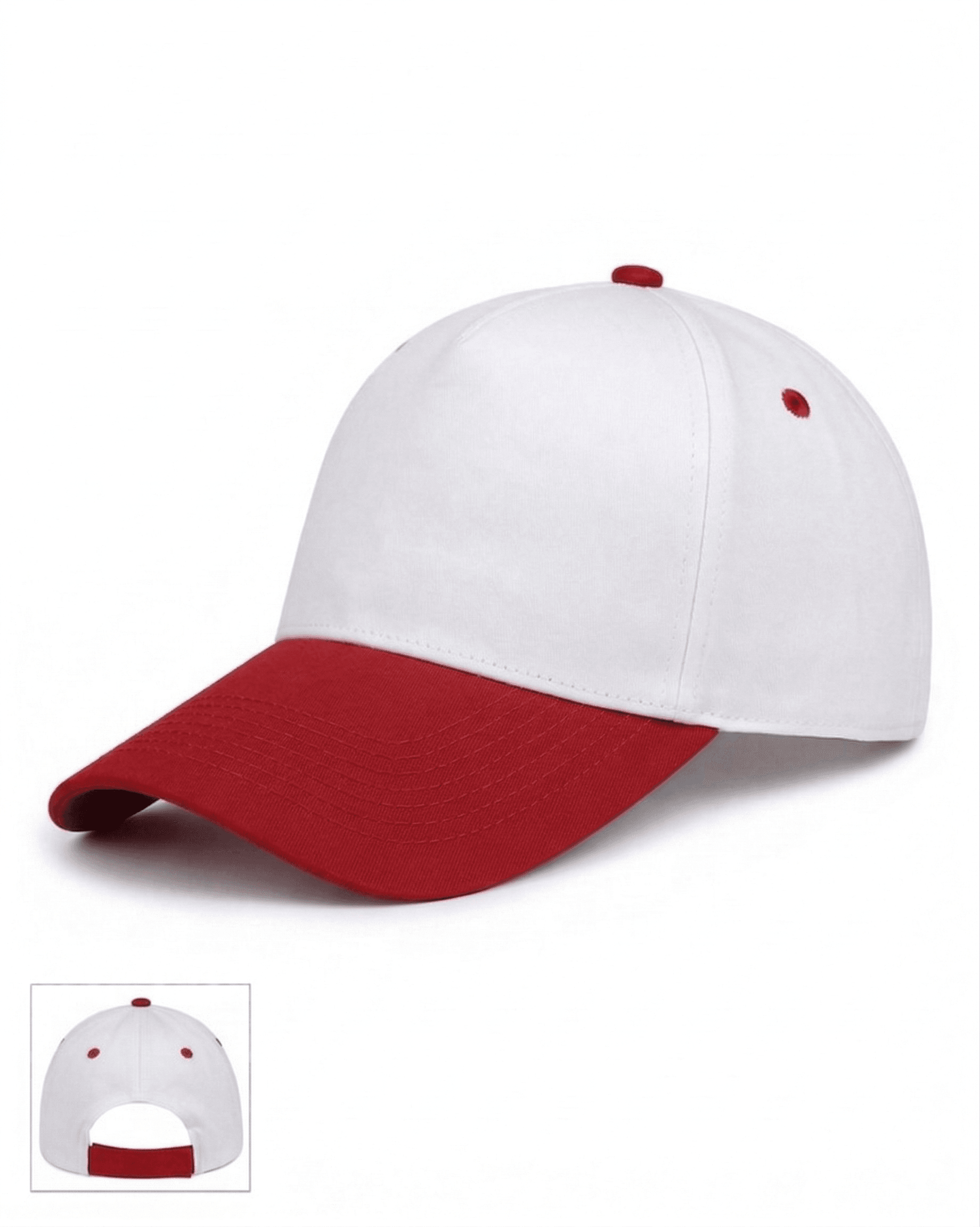 kırmızı beyaz promosyon şapka Logonuz için baskıya uygun, dikişsiz ön paneli bulunan beyaz kırmızı promosyon şapka.