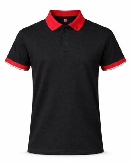 kontrast yaka iş tişörtü gri kırmızı polo model