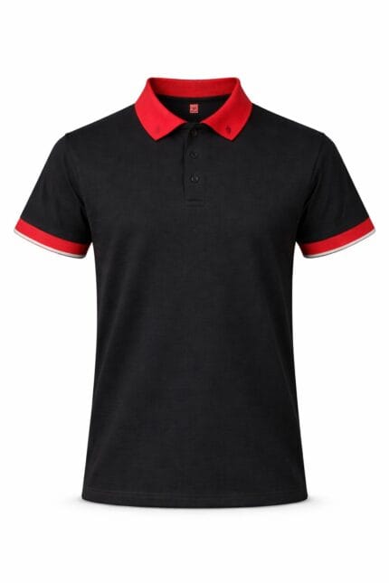 kontrast yaka iş tişörtü gri kırmızı polo model