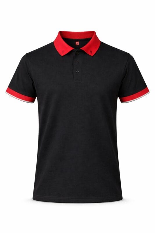 kontrast yaka iş tişörtü gri kırmızı polo model