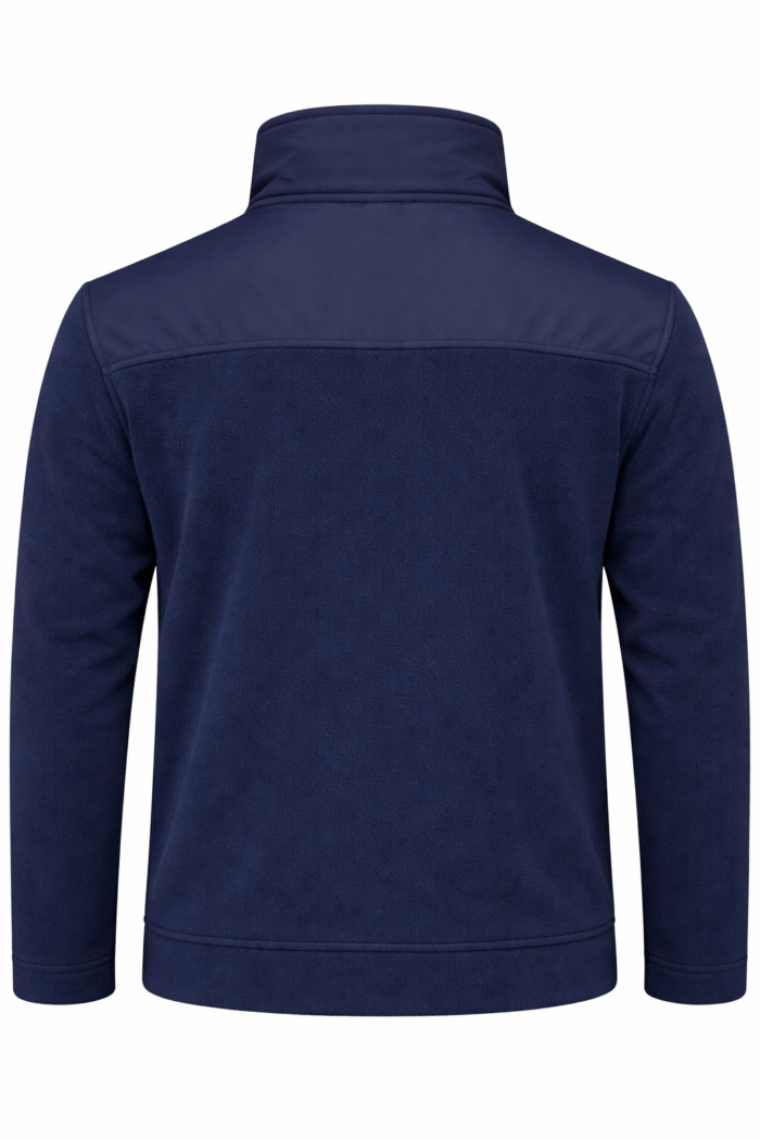 Lacivert softshell iş poları sırt ve dikiş detayları