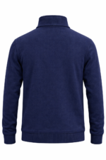 Lacivert tam fermuarlı polar sırt ve dikiş detayları