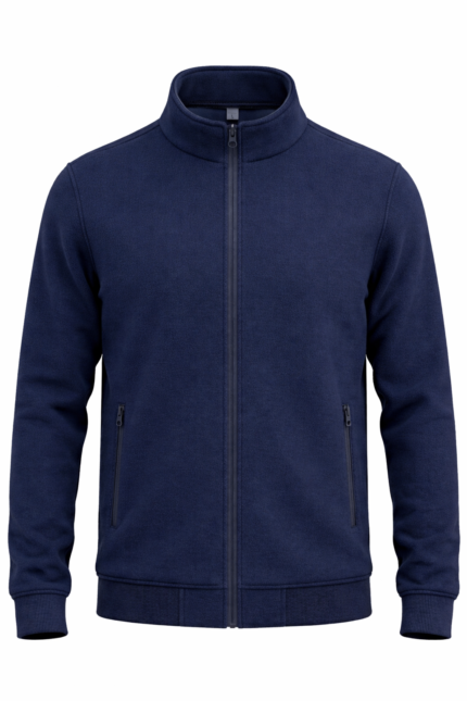 Lacivert tam fermuarlı polar önden görünüm kışlık iş modeli