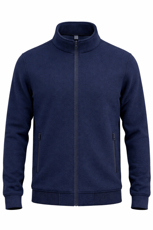 Lacivert tam fermuarlı polar önden görünüm kışlık iş modeli