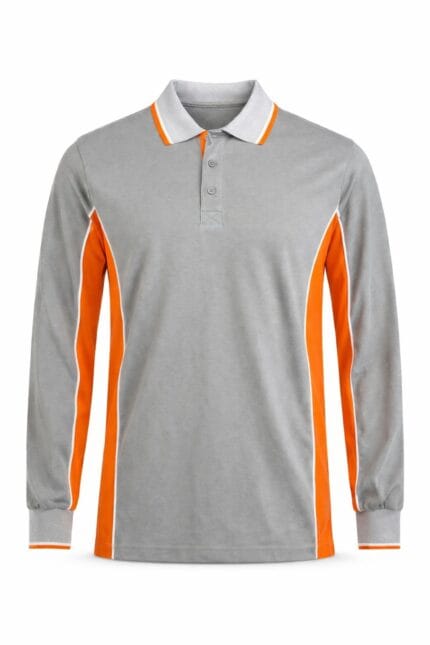 uzun kollu iş tişörtü polo yaka gri turuncu model