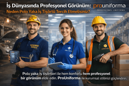 Polo yaka iş tişörtü ile profesyonel görünüm sağlayan çalışanlar ProUniforma kurumsal giyim