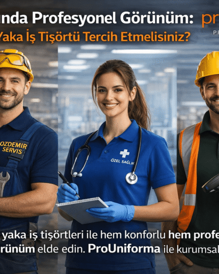 Polo yaka iş tişörtü ile profesyonel görünüm sağlayan çalışanlar ProUniforma kurumsal giyim