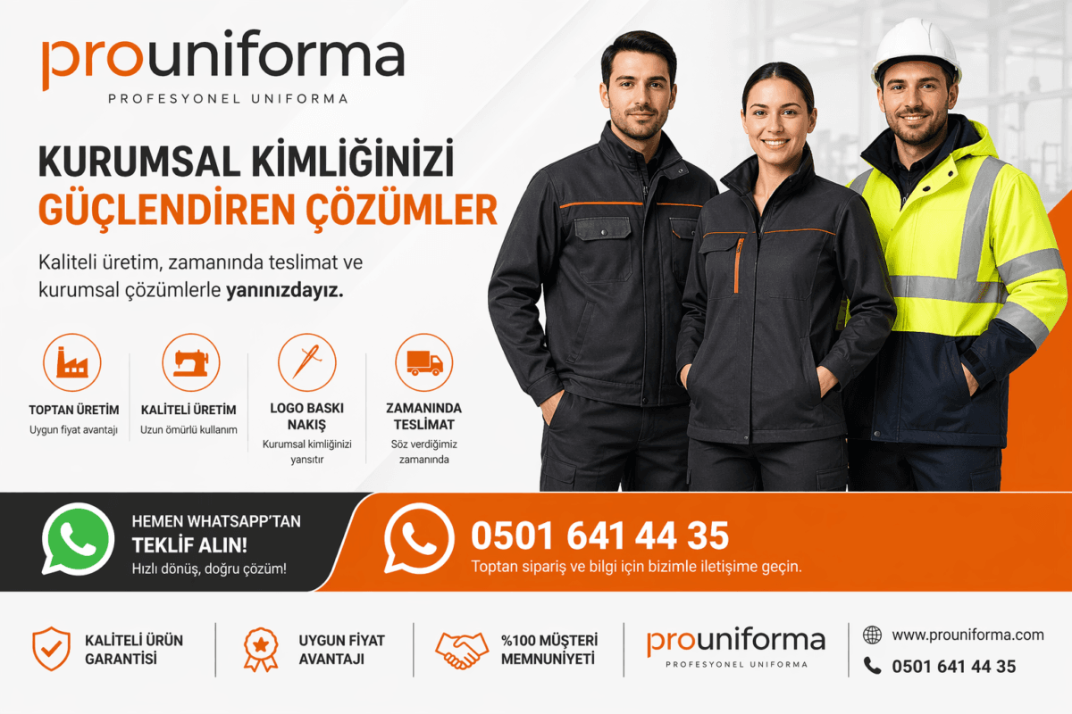 Toptan iş kıyafeti siparişi için kurumsal çözümler Prouniforma logo baskılı iş kıyafetleri