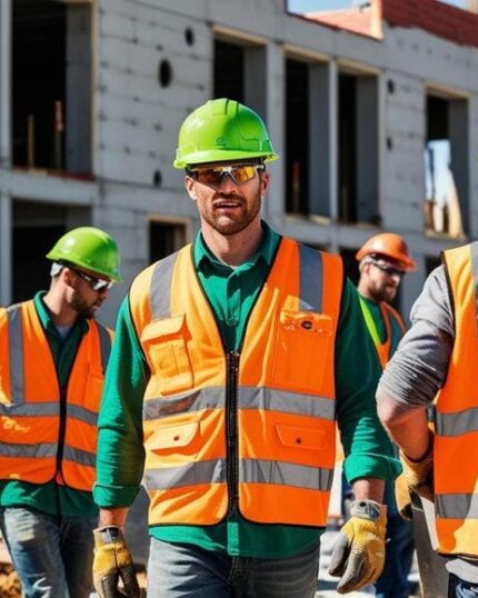 yazlık iş kıyafetleri ile çalışan inşaat işçileri reflektörlü yelek ve hafif iş giyim kullanımı