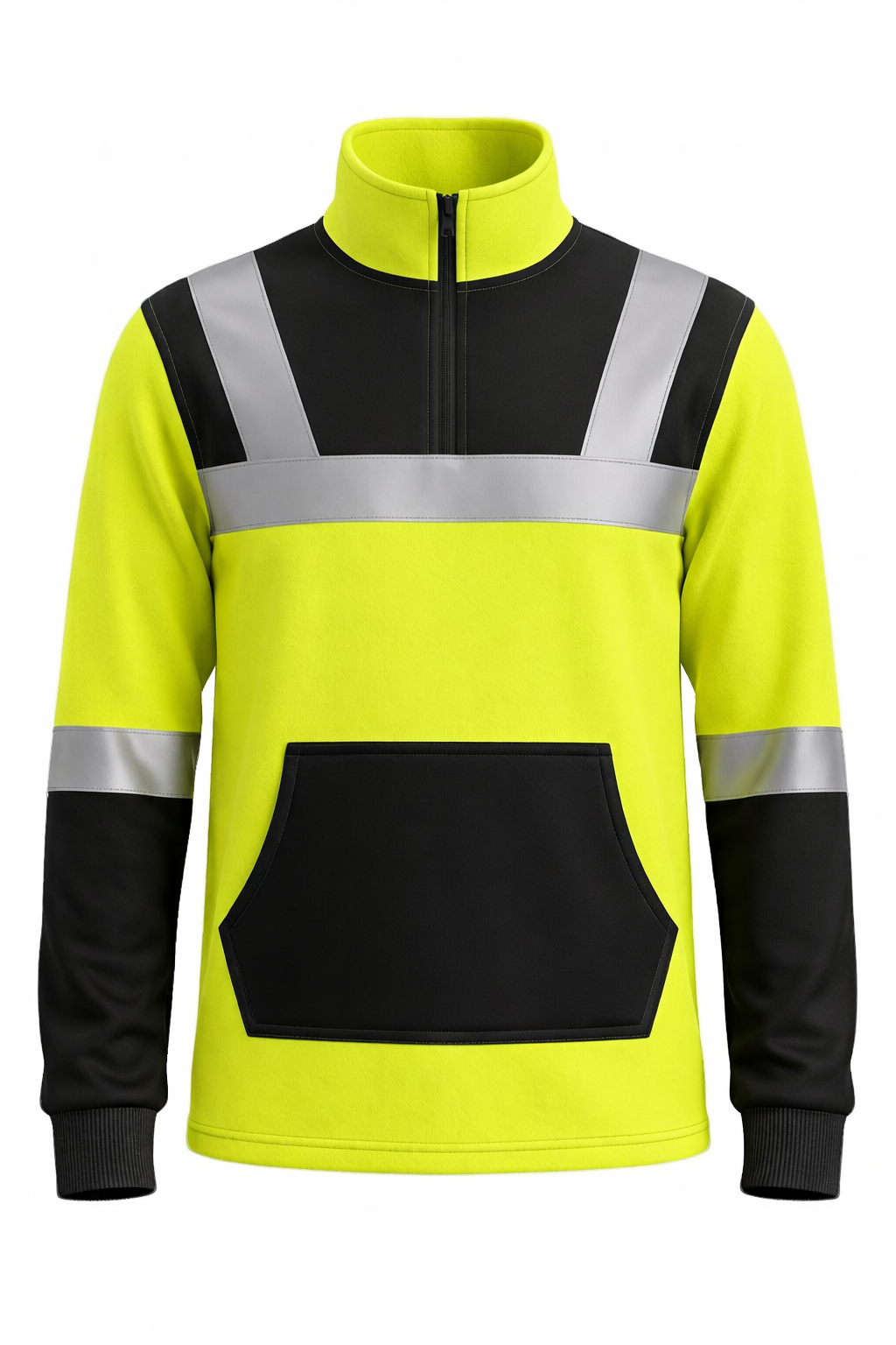 Reflektörlü İş Sweatshirt Ön Görünüm İş Güvenliği Reflektörlü iş sweatshirt modeli önden görünüm yüksek görünürlük