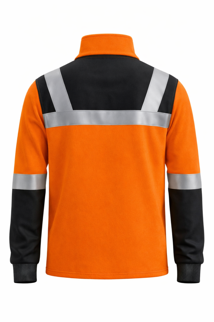 Reflektörlü iş sweatshirt turuncu sırt reflektör detayı