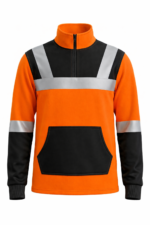 Reflektörlü iş sweatshirt turuncu önden görünüm yüksek görünürlük