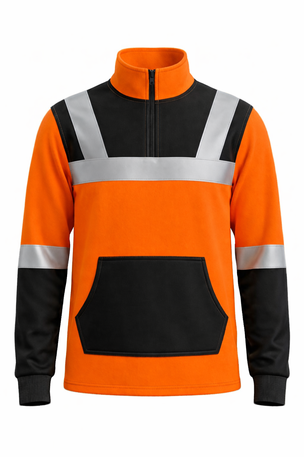 Reflektörlü İş Sweatshirt Turuncu Ön Görünüm Emniyet Reflektörlü iş sweatshirt turuncu önden görünüm yüksek görünürlük