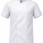 Kısa kollu beyaz şef ceketi profesyonel aşçı üniforması ön görünüm