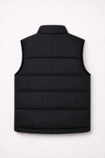 Siyah şişme iş yeleği arka görünüm kolsuz personel yeleği