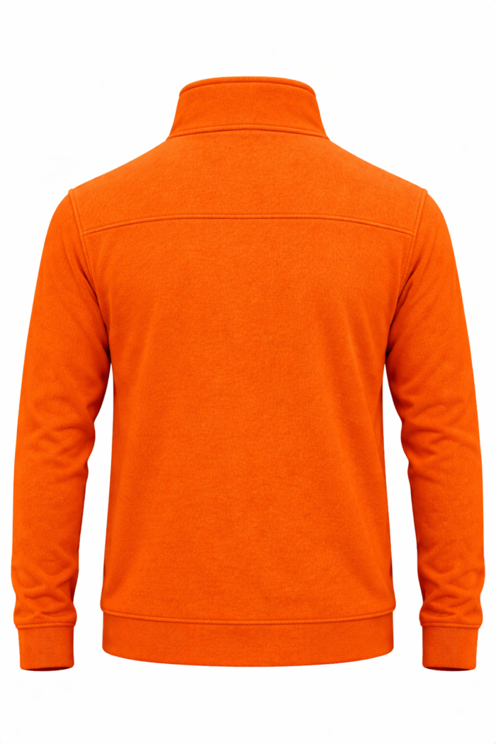 Turuncu 3 cepli polar sırt ve dikiş detayları