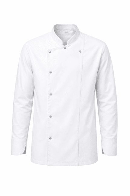 beyaz şef ceketi uzun kollu çıtçıtlı profesyonel aşçı ceketi