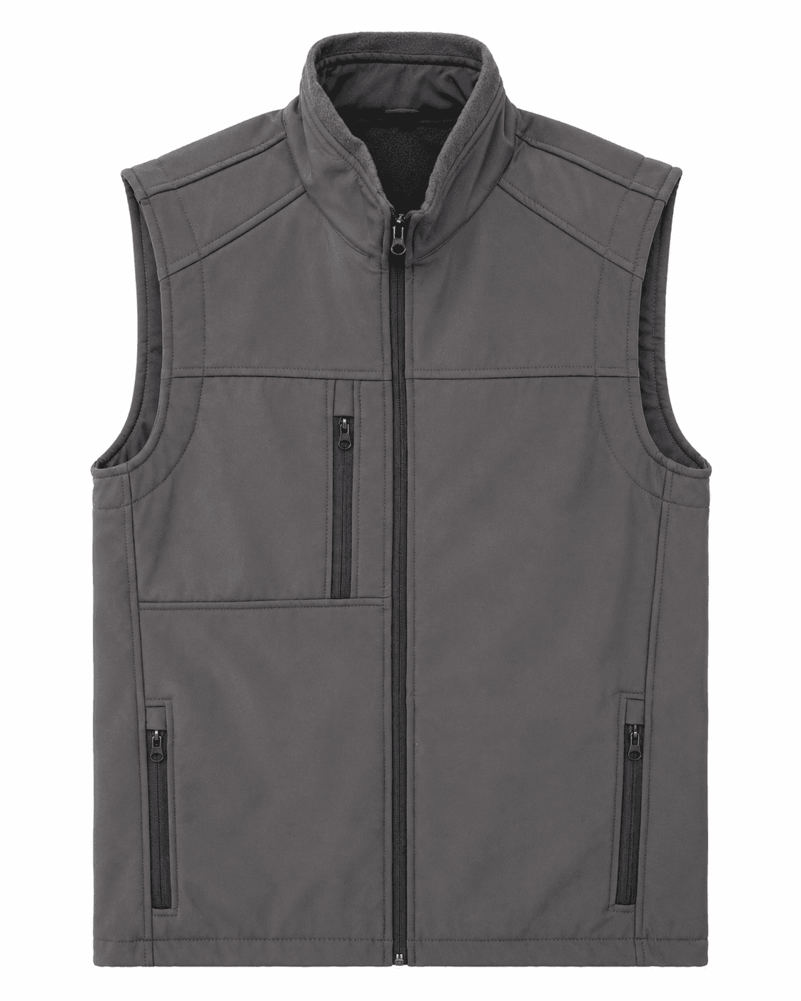 duz-softshell-is-yelegi-gri-on Su ve Rüzgar Geçirmez Düz Gri Softshell İş Yeleği - Görsel 1