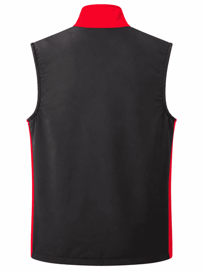 Çift Renkli Kırmızı Siyah Softshell İş Yeleği Kontrast Tasarım - Görsel 2