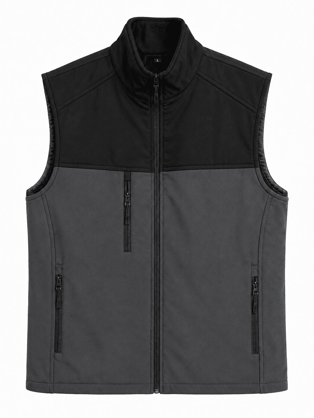 renkli-softshell-is-yelegi-gri-siyah Çift Renkli Siyah Gri Softshell İş Yeleği Kontrast Tasarım - Görsel 1