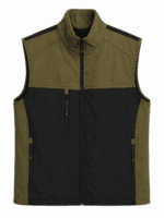 Çift Renkli Haki Siyah Softshell İş Yeleği Kontrast Tasarım