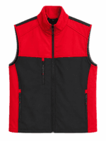Çift Renkli Kırmızı Siyah Softshell İş Yeleği Kontrast Tasarım