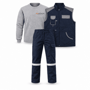 3’lü Kışlık İş Kıyafeti Seti – Sweatshirt, Yelek ve Reflektörlü Pantolon