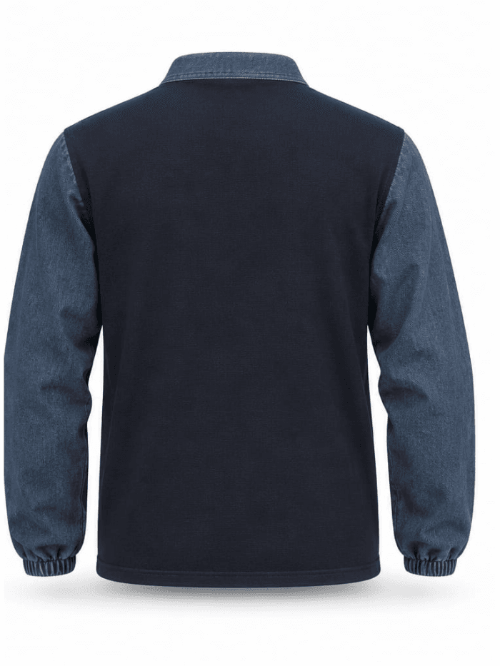 ProWork Polo Yaka Uzun Kollu Lastikli Kot İş Gömleği - Denim Mavi - Görsel 2