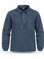 ProWork Polo Yaka Uzun Kollu Lastikli Kot İş Gömleği - Denim Mavi