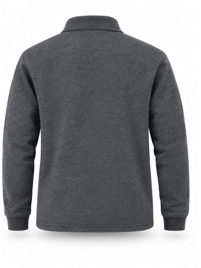 ProWork Polo Yaka Uzun Kollu Cepli İş Sweatshirt - Antrasit Melanj - Görsel 2