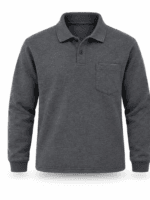 ProWork Polo Yaka Uzun Kollu Cepli İş Sweatshirt - Antrasit Melanj
