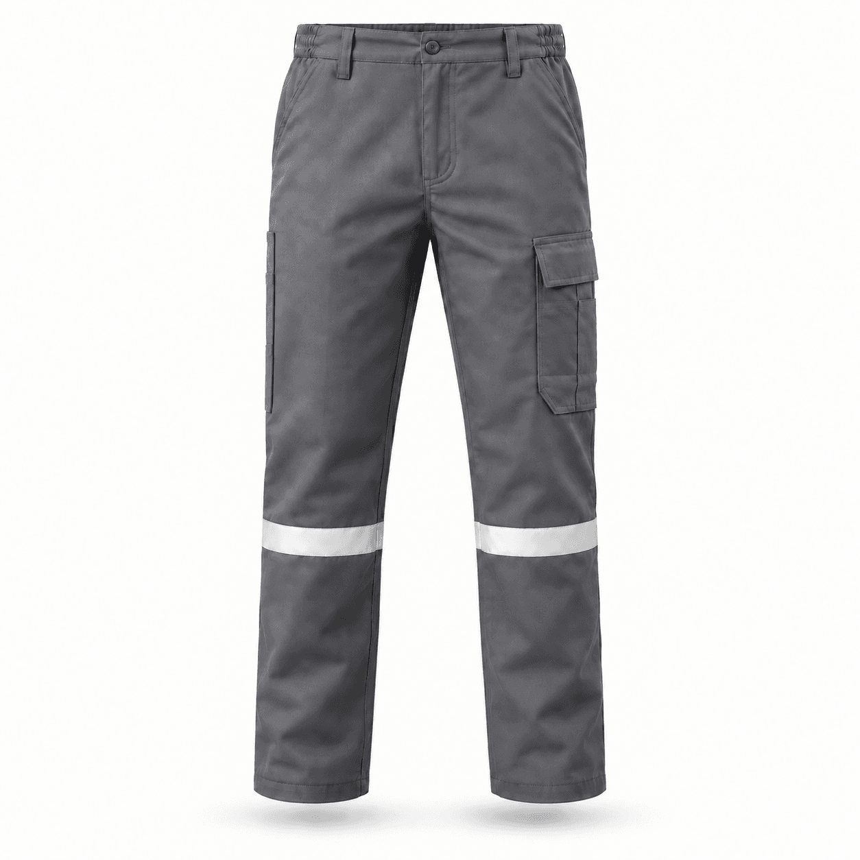 reflektorlu-gabardin-kargo-is-pantolonu-gri-on Reflektörlü Kargo Cepli İş Pantolonu – Gri - Görsel 1
