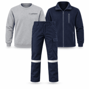 3’lü Kışlık Polar İş Kıyafeti Seti – Sweatshirt, Polar Mont ve Reflektörlü Pantolon