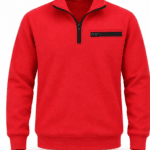 ProWork Yarım Fermuarlı Göğüs Cepli Polar Sweatshirt - Kırmızı