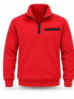 ProWork Yarım Fermuarlı Göğüs Cepli Polar Sweatshirt - Kırmızı